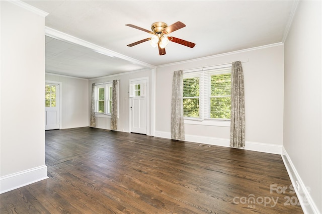 3425 Long Ferry Rd, Salisbury, NC 28146 - spare room featuring crown molding, a ceiling fan, and wood finished floors