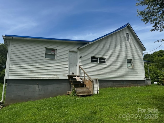 127 Hill St, Mooresboro, NC 28114 - back of house featuring entry steps, a yard, and crawl space