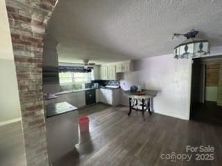 127 Hill St, Mooresboro, NC 28114 - kitchen featuring dark wood-style flooring and a textured ceiling