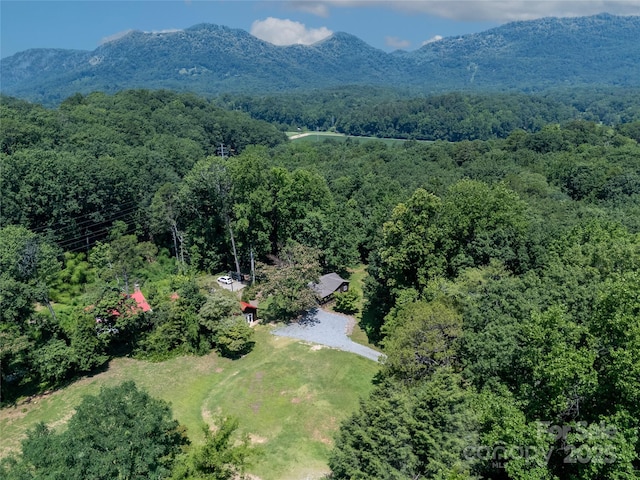 225 Wilderness Rd, Tryon, NC 28782 - drone / aerial view of a heavily wooded area and a mountainous background