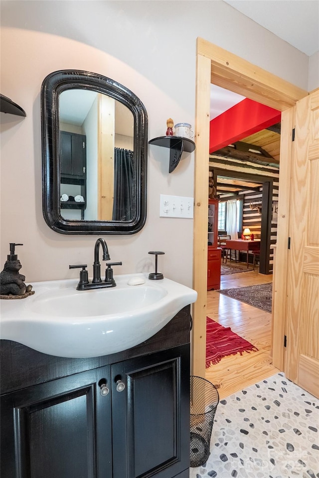 225 Wilderness Rd, Tryon, NC 28782 - bathroom with wood finished floors and vanity