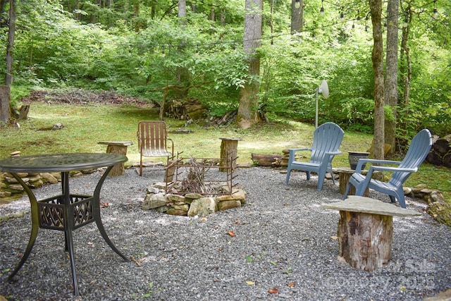 3435 Conleys Creek Rd, Whittier, NC 28789 - view of yard featuring an outdoor fire pit and a patio area