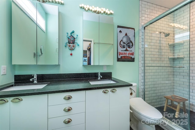 84 W St, Weaverville, NC 28787 - full bathroom with double vanity and a tile shower