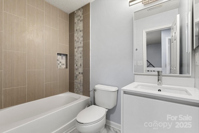 11023 Kinston Ridge Pl, Charlotte, NC 28273 - bathroom with vanity, shower / washtub combination, and a textured ceiling