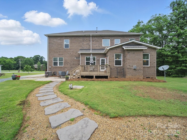 9450 Surface Hill Rd, Mint Hill, NC 28227 - rear view of property with a deck, a patio, and a lawn