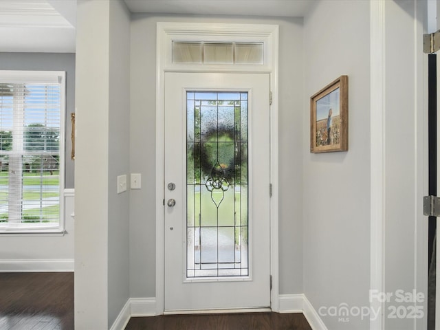 9450 Surface Hill Rd, Mint Hill, NC 28227 - foyer with baseboards and dark wood-style flooring