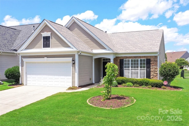 8409 Darcy Hopkins Dr, Charlotte, NC 28277 - view of front of home with a front yard, concrete driveway, roof with shingles, and an attached garage