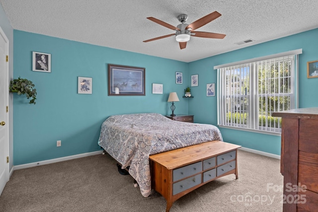 5221 Javitz Rd, Charlotte, NC 28216 - carpeted bedroom with ceiling fan and a textured ceiling