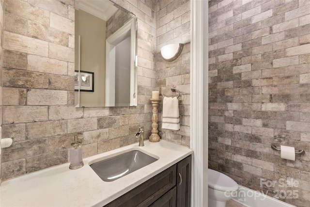 10007 Hillspring Dr, Huntersville, NC 28078 - bathroom with crown molding and vanity