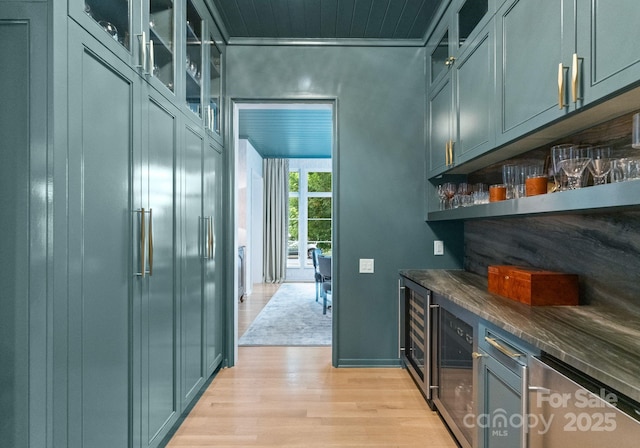 2837 Kenwood Sharon Ln, Charlotte, NC 28211 - indoor dry bar with wine cooler and light wood-style flooring