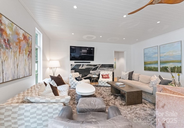 2837 Kenwood Sharon Ln, Charlotte, NC 28211 - living area featuring wood ceiling and recessed lighting