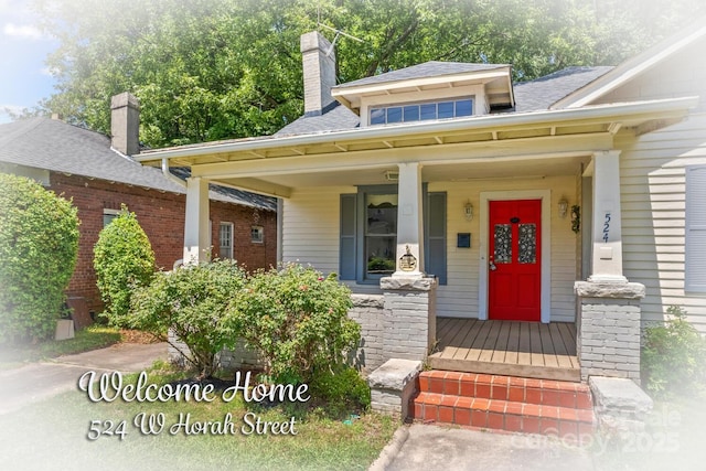 524 W Horah St, Salisbury, NC 28144 - view of front of property featuring covered porch and a shingled roof