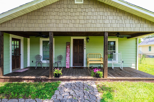 166 Duke St, Granite Falls, NC 28630 - view of front of house with ceiling fan and a porch