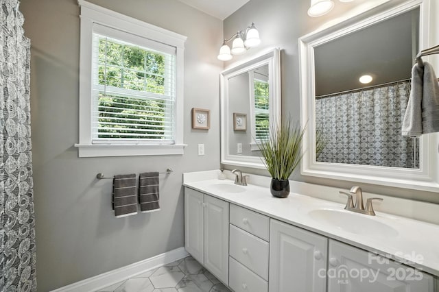 11359 Deer Ridge Ln, Charlotte, NC 28277 - full bath featuring plenty of natural light, double vanity, and marble finish flooring