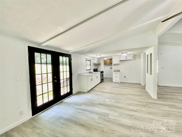 325 Scaley Bark Dr, Salisbury, NC 28147 - unfurnished living room featuring light wood-type flooring, french doors, and plenty of natural light