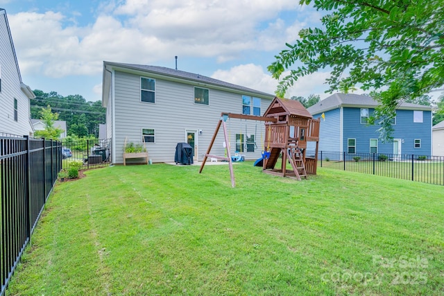 1736 Rhynes Trl, Rock Hill, SC 29732 - back of property featuring a playground and a fenced backyard