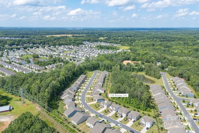 1736 Rhynes Trl, Rock Hill, SC 29732 - aerial overview of property's location featuring a heavily wooded area and nearby suburban area