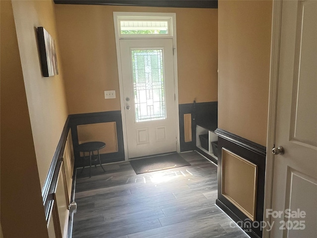15005 Savannah Hall Dr Unit 72, Charlotte, NC 28273 - doorway featuring wood finished floors and a wainscoted wall