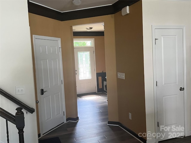 15005 Savannah Hall Dr Unit 72, Charlotte, NC 28273 - hallway featuring dark wood finished floors and stairway