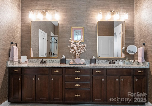 6506 Jepson Ct Unit 349, Charlotte, NC 28214 - full bath featuring double vanity and an enclosed shower