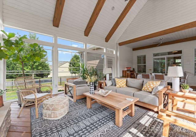 6506 Jepson Ct Unit 349, Charlotte, NC 28214 - sunroom with outdoor lounge area and a ceiling fan