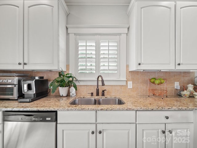 1169 Stuarts Landing Dr, Cramerton, NC 28032 - kitchen featuring dishwasher, backsplash, and white cabinets
