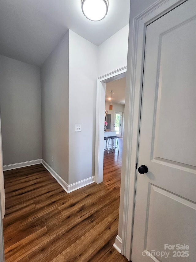 205 Spring Creek Dr, Mount Holly, NC 28120 - hall with dark wood-style flooring and baseboards