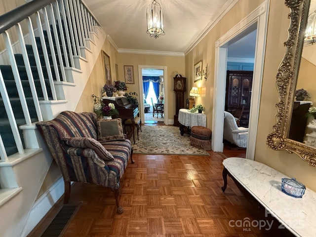 192 W Court St, Rutherfordton, NC 28139 - entrance foyer featuring stairway and crown molding