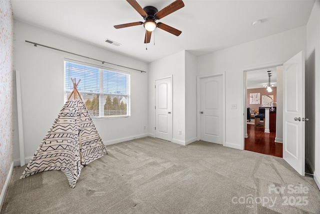 8312 Compton Acres Ln, Waxhaw, NC 28173 - recreation room with carpet and a ceiling fan