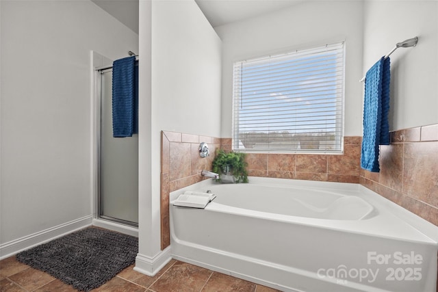 8312 Compton Acres Ln, Waxhaw, NC 28173 - full bath with a bath, a stall shower, and tile patterned flooring