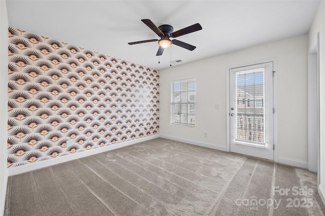 8312 Compton Acres Ln, Waxhaw, NC 28173 - carpeted spare room featuring baseboards and ceiling fan