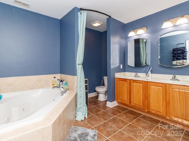 4652 Rocky Hollow Rd 4658, 4654, Davidson, NC 28036 - bathroom with a tub with jets, double vanity, and tile patterned flooring