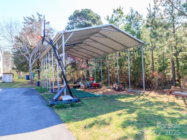 4652 Rocky Hollow Rd 4658, 4654, Davidson, NC 28036 - view of grassy yard with a carport and a shed