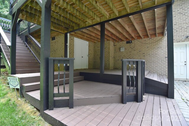 9117 Castle Garden Ln, Charlotte, NC 28215 - wooden terrace featuring stairway
