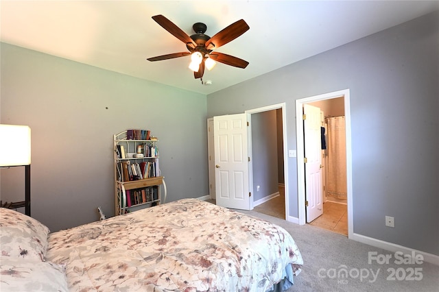 219 Harrowfield Hts, York, SC 29745 - carpeted bedroom with ceiling fan and ensuite bath