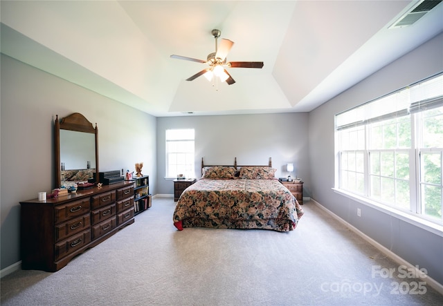 219 Harrowfield Hts, York, SC 29745 - bedroom with a raised ceiling, carpet, and a ceiling fan