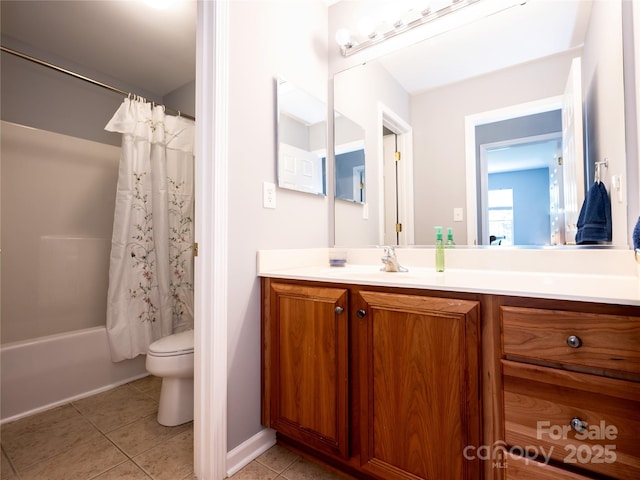 219 Harrowfield Hts, York, SC 29745 - bathroom with vanity, tile patterned flooring, and shower / tub combo with curtain