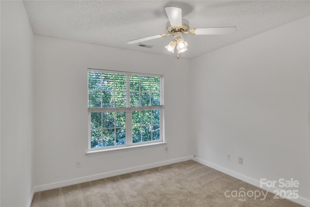 11407 Lenswood Ct, Charlotte, NC 28214 - empty room with healthy amount of natural light, a textured ceiling, carpet floors, and a ceiling fan