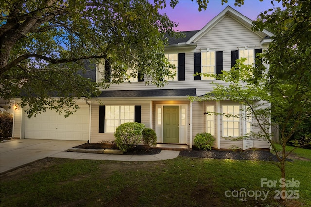 11407 Lenswood Ct, Charlotte, NC 28214 - view of front of home featuring concrete driveway, a front yard, and an attached garage