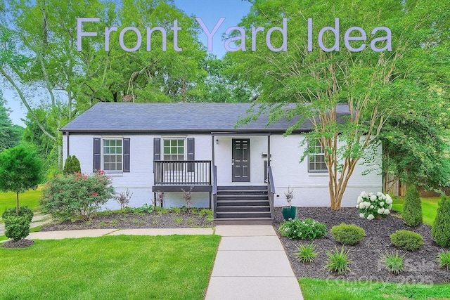 1224 E Woodlawn Rd, Charlotte, NC 28209 - view of front facade with a shingled roof, a front yard, and covered porch
