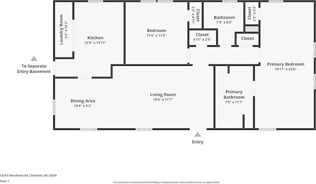 1224 E Woodlawn Rd, Charlotte, NC 28209 - view of property floor plan