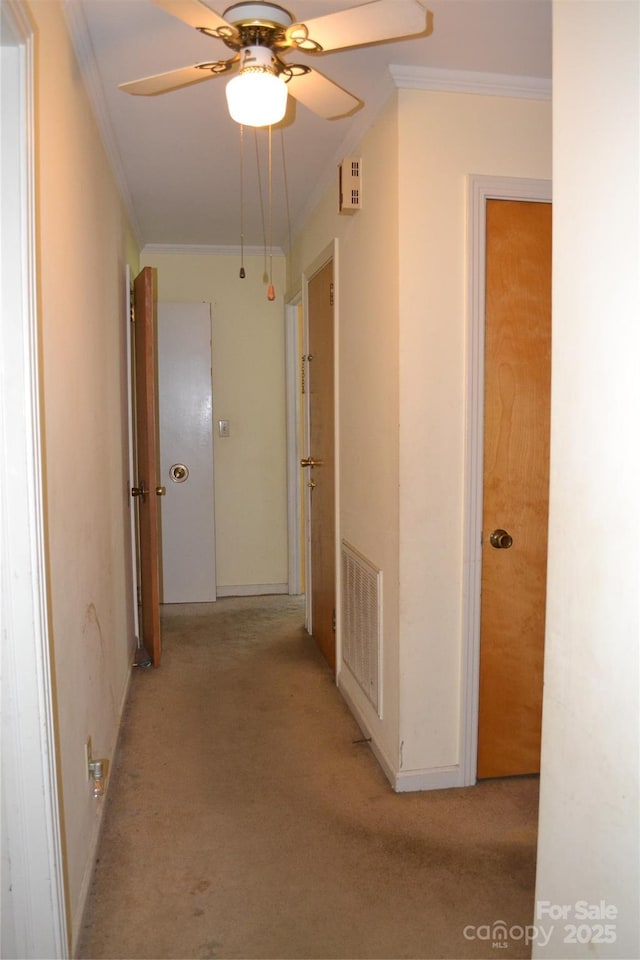 405 Wesley Heights Dr, Albemarle, NC 28001 - corridor featuring light carpet and ornamental molding