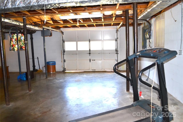 405 Wesley Heights Dr, Albemarle, NC 28001 - garage featuring concrete block wall