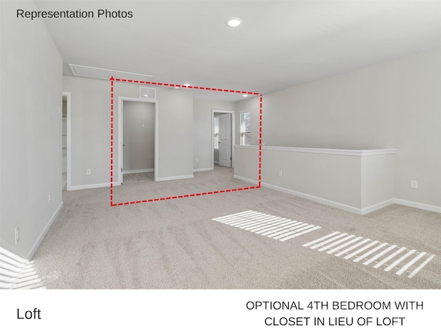 217 Lake George Dr, Shelby, NC 28152 - spare room featuring attic access, carpet flooring, and recessed lighting