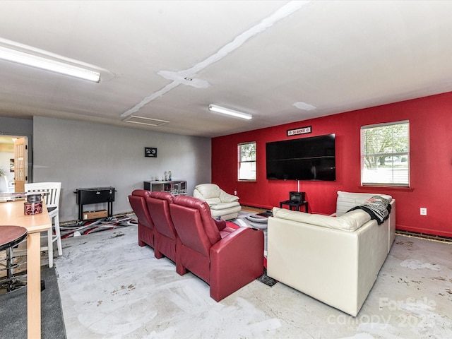 5105 Hampton Meadows Rd, Monroe, NC 28110 - living room with healthy amount of natural light, concrete flooring, and a baseboard radiator