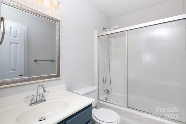 5806 Autumn Trace Ln, Indian Trail, NC 28079 - full bath featuring vanity, enclosed tub / shower combo, and a textured ceiling