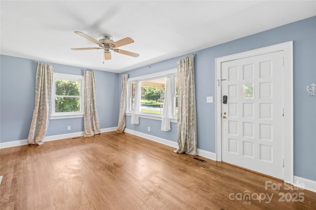 506 Gold St, Shelby, NC 28150 - entryway featuring ceiling fan and wood finished floors
