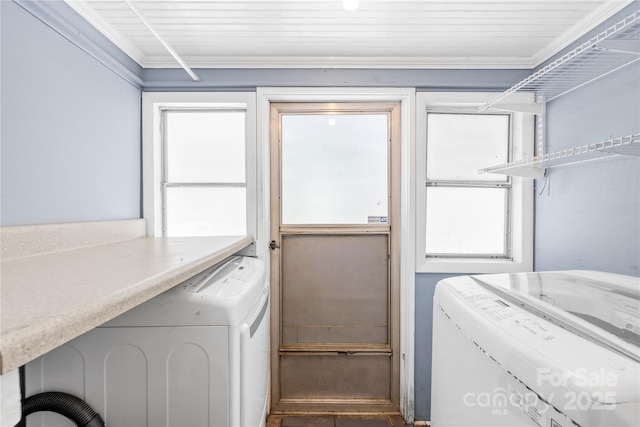 506 Gold St, Shelby, NC 28150 - laundry area featuring separate washer and dryer and crown molding