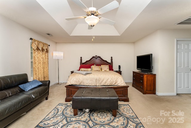 7218 Cascading Pines Dr, Fort Mill, SC 29708 - bedroom with light colored carpet and ceiling fan
