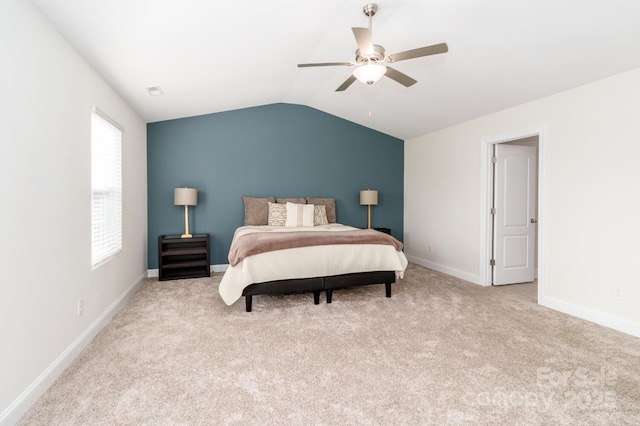 4357 Hornyak Dr, Monroe, NC 28110 - bedroom with lofted ceiling, carpet floors, and a ceiling fan